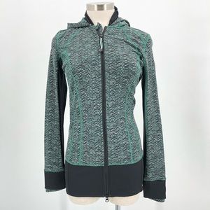 Lululemon 6 Daily Practice Jacket Green Herringbone Print